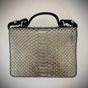 Coccinelle Snake Embossed Pewter Crossbody/Handbag